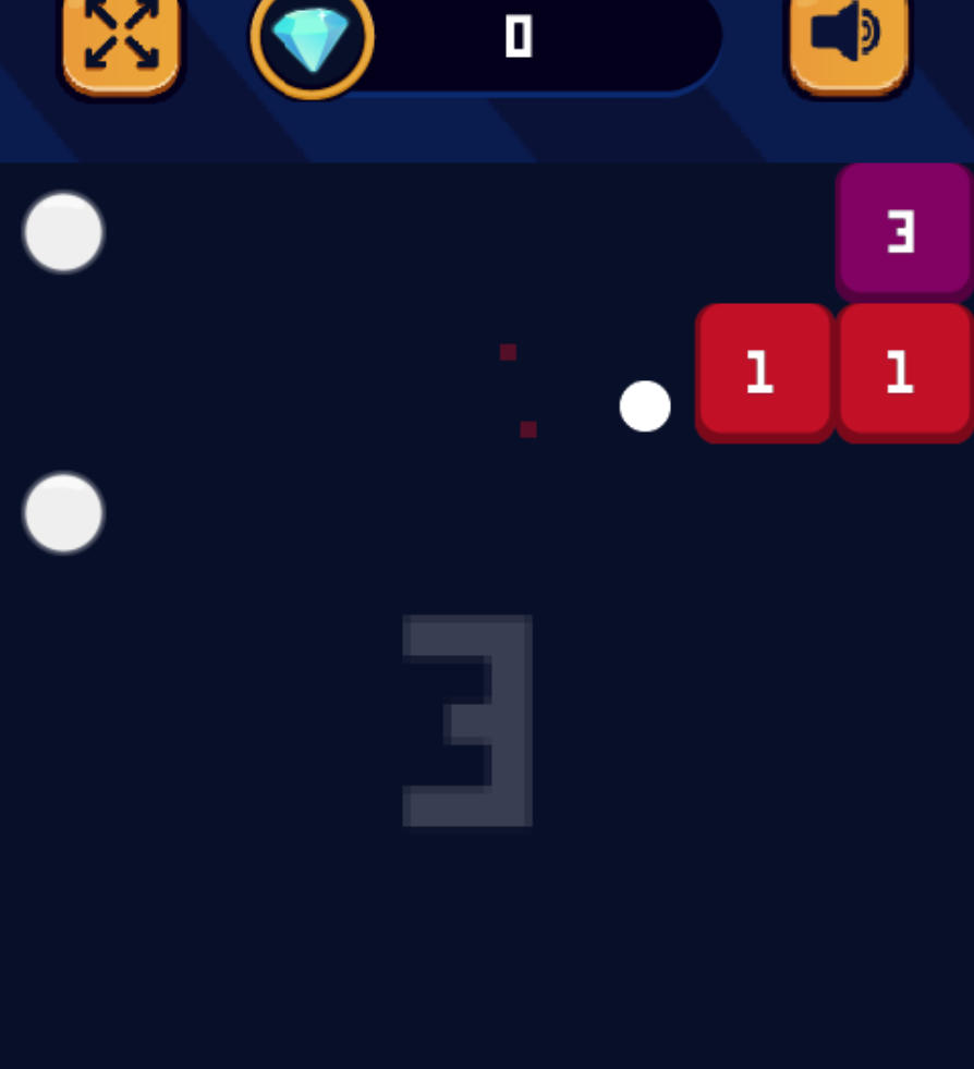 Ảnh gameplay Balls and Bricks hiển thị dòng bóng bật nảy và phá gạch