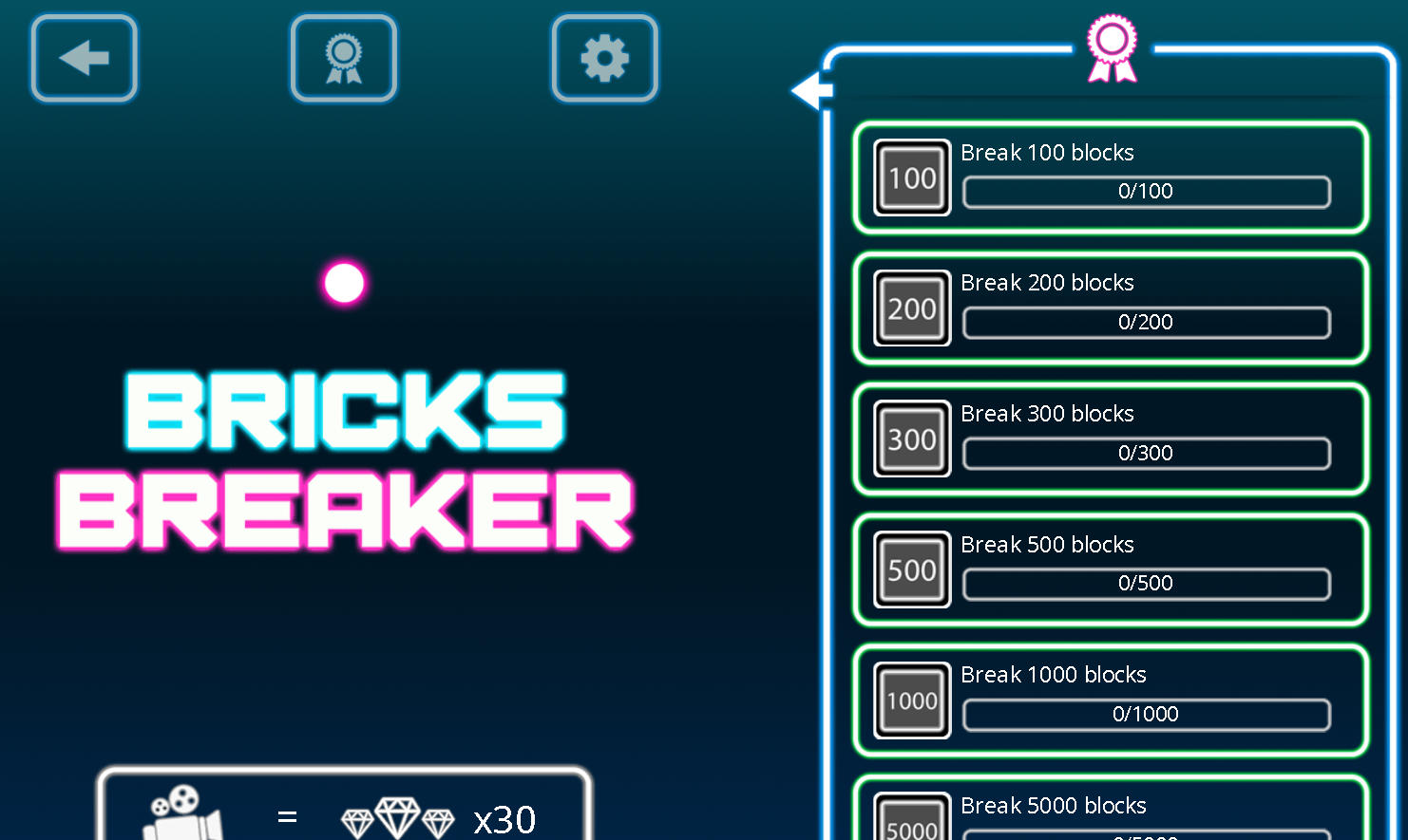 Ảnh gameplay Brick Breaker với thanh đỡ đang bắn bóng vào các viên gạch đánh số