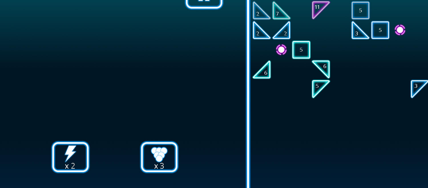 Ảnh Brick Breaker với combo nhiều bóng nảy qua cụm gạch dày