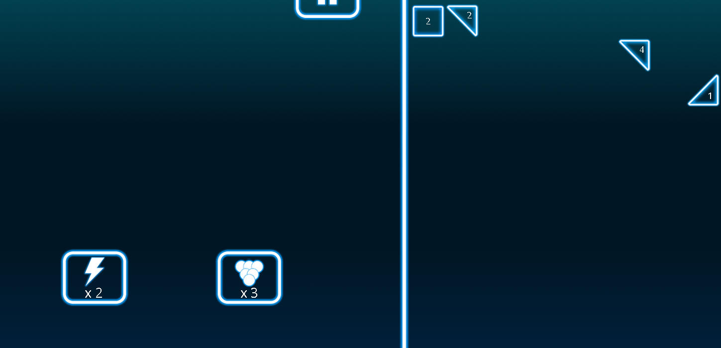 Ảnh màn Brick Breaker có gạch hình đặc biệt, vật cản và hiệu ứng phát sáng