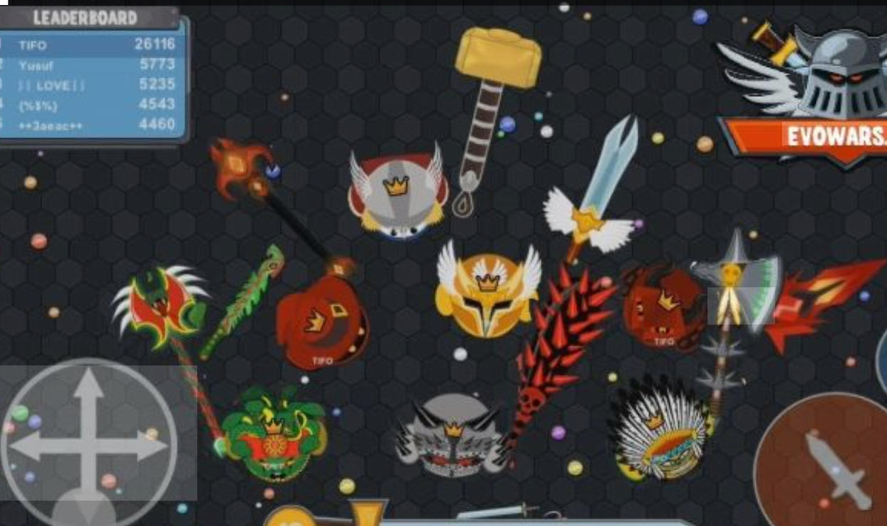 Ảnh gameplay Evowars.io với nhân vật chiến đấu trong đấu trường