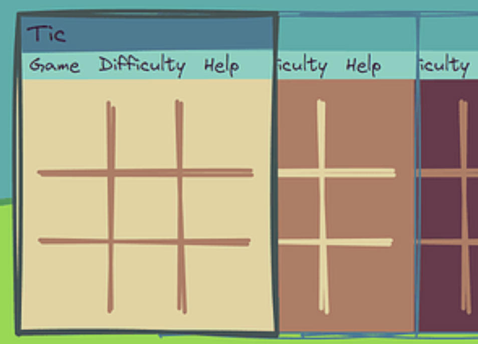Tic Tac Toe match showing X and O moves on a 3x3 board